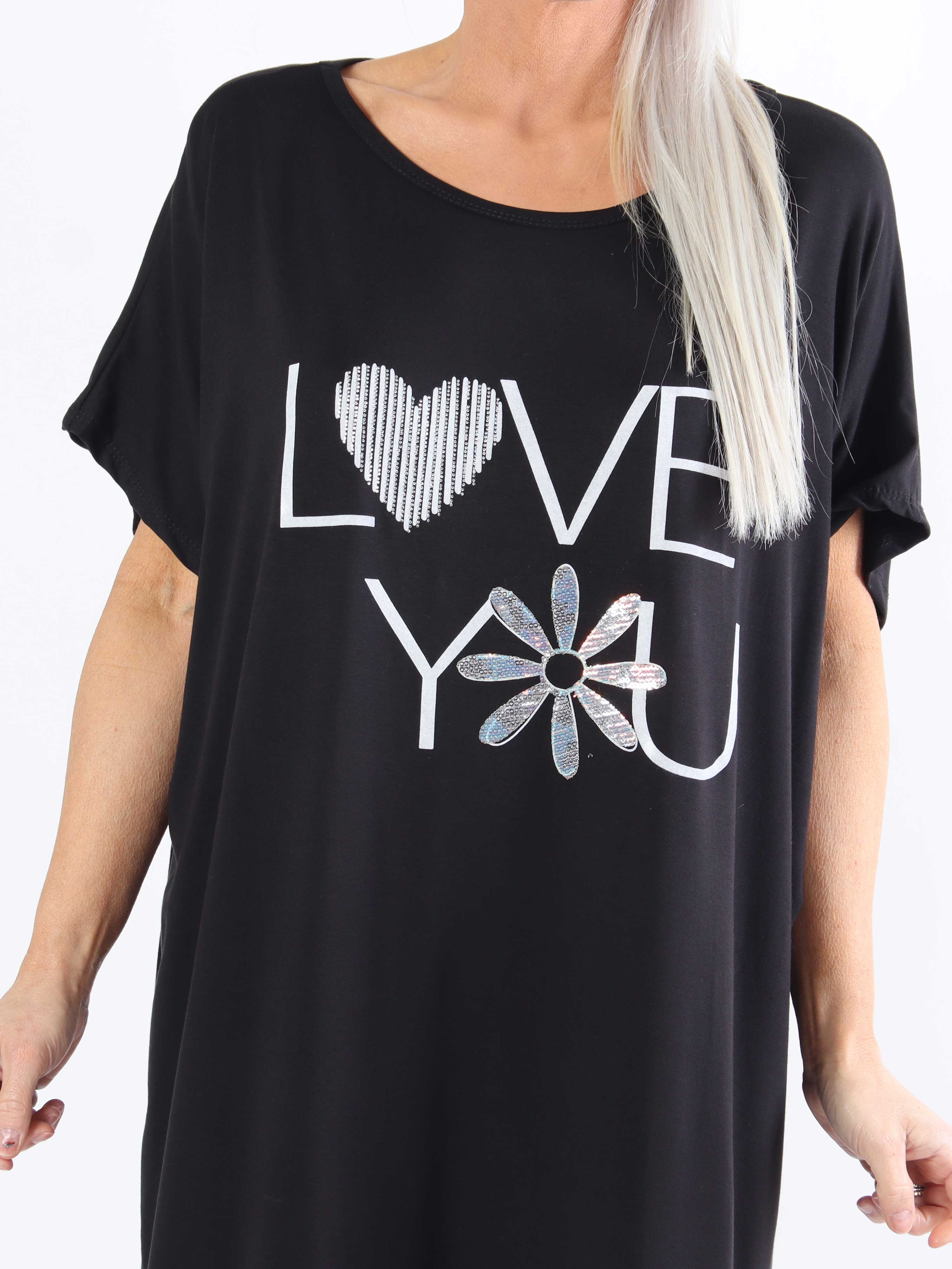 Edina - Plus size t-shirtkjole i viskoseblanding med tryk